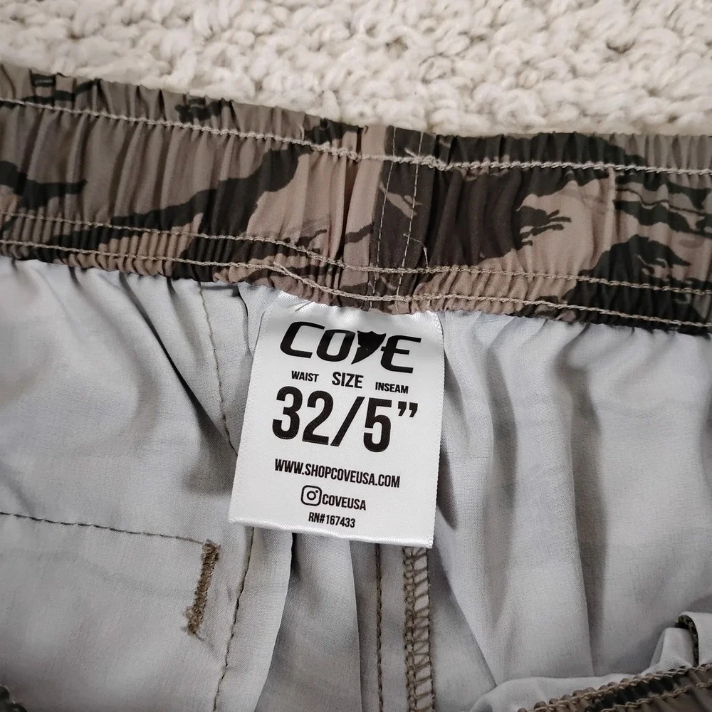 Cove USA Shorts Mens 32 Green Tiger Camouflage Drawstring Stretch Gym 5